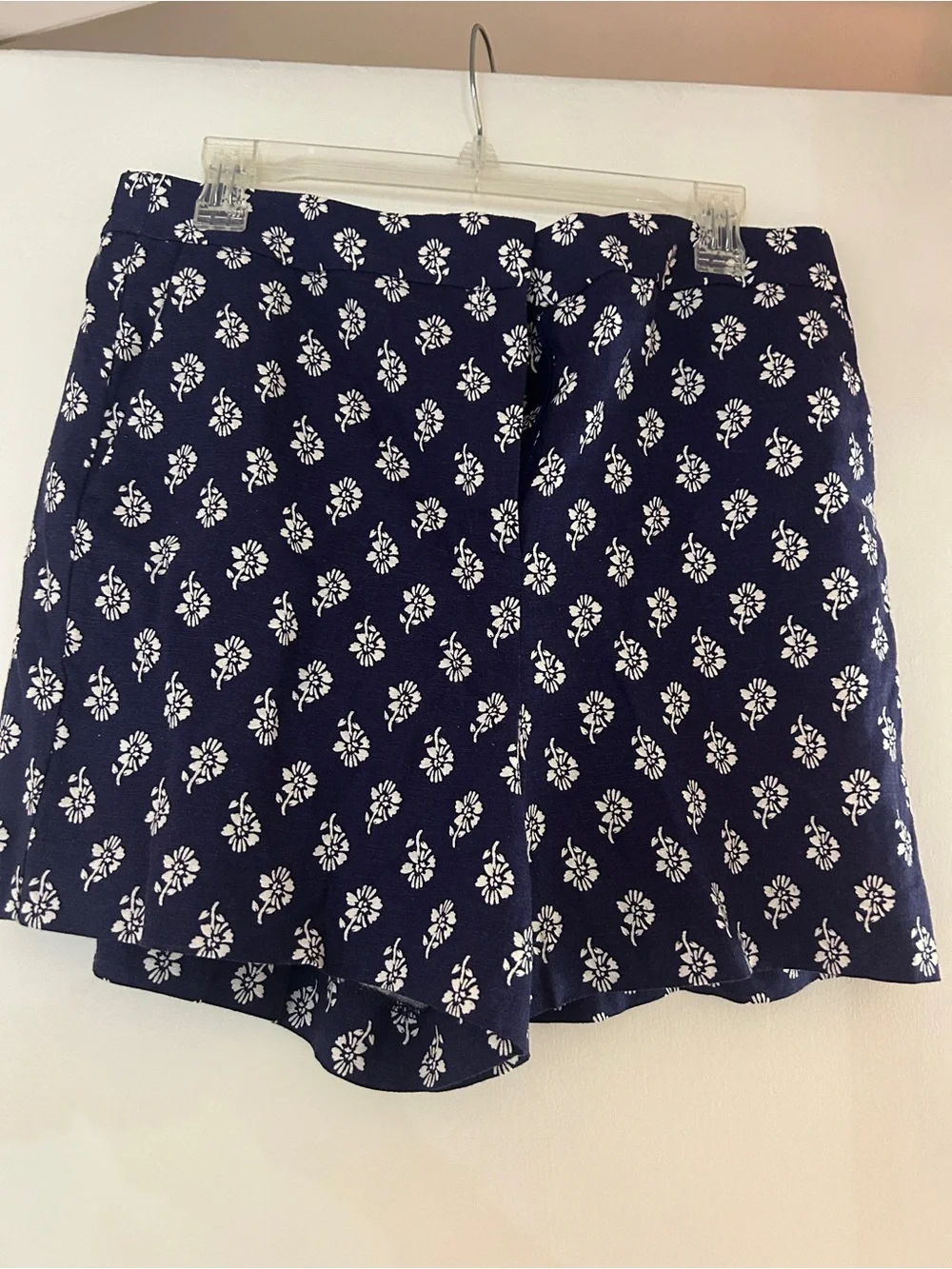 J. Crew Navy Floral Skort with White Motif
